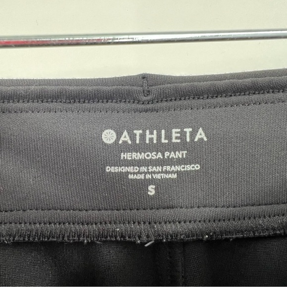 Athleta Black Hermosa Flare Leg Pants Size Small Athleisure Slit Hem - Picture 4 of 9
